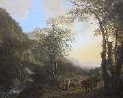 An Italianate Landscape with Travelers on a Path, oil on canvas painting by Jan Both, 1645-50, Getty Center Jan Both